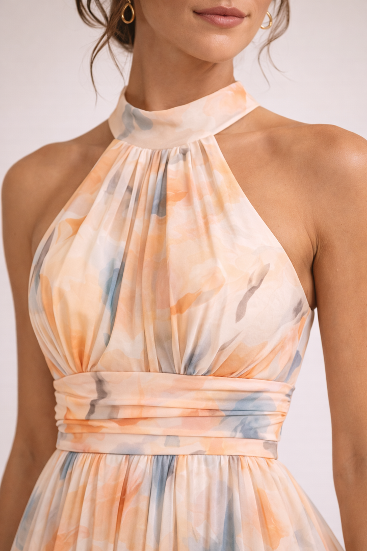 Camila™ -  Vestido halter acuarela