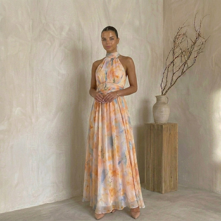Camila™ -  Vestido halter acuarela